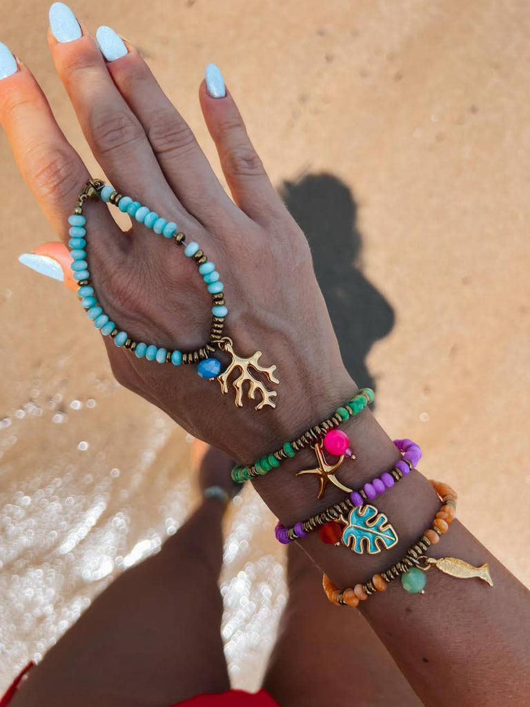 Zomerbedeltjes exotische armbanden in verschillende kleuren: Oranje
