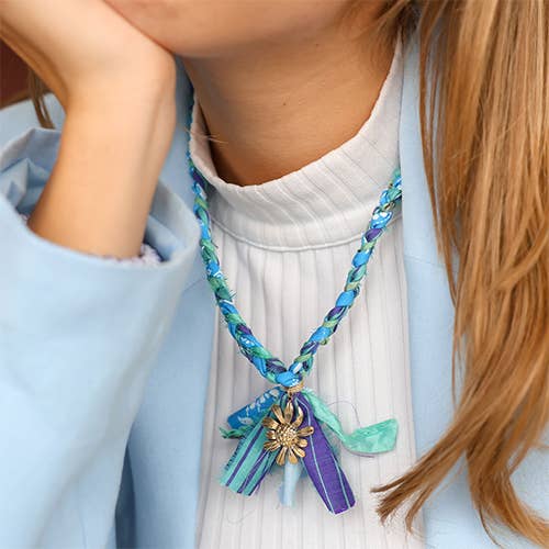 Bandana Ketting Zijden Sari Lint: Lila