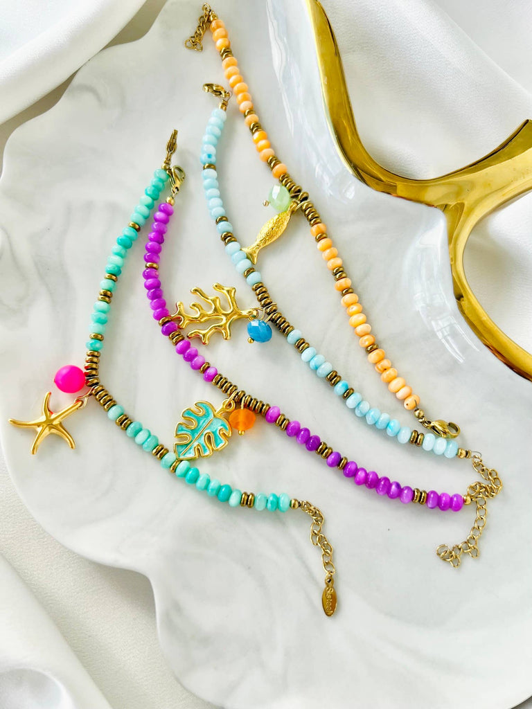 Zomerbedeltjes exotische armbanden in verschillende kleuren: Oranje