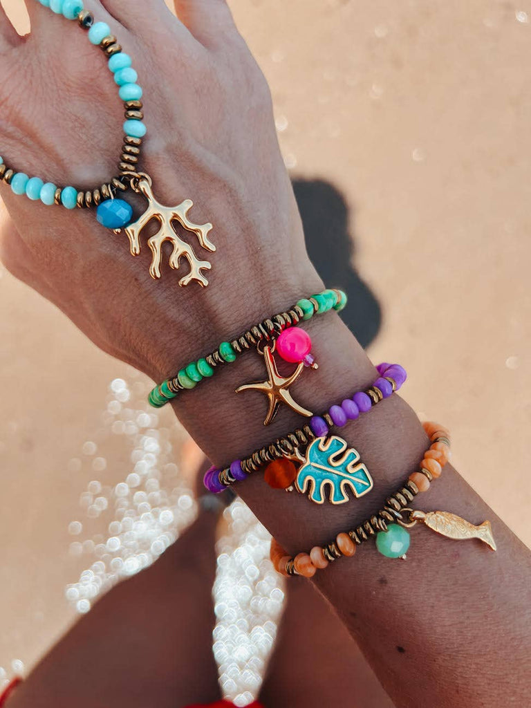 Zomerbedeltjes exotische armbanden in verschillende kleuren: Oranje