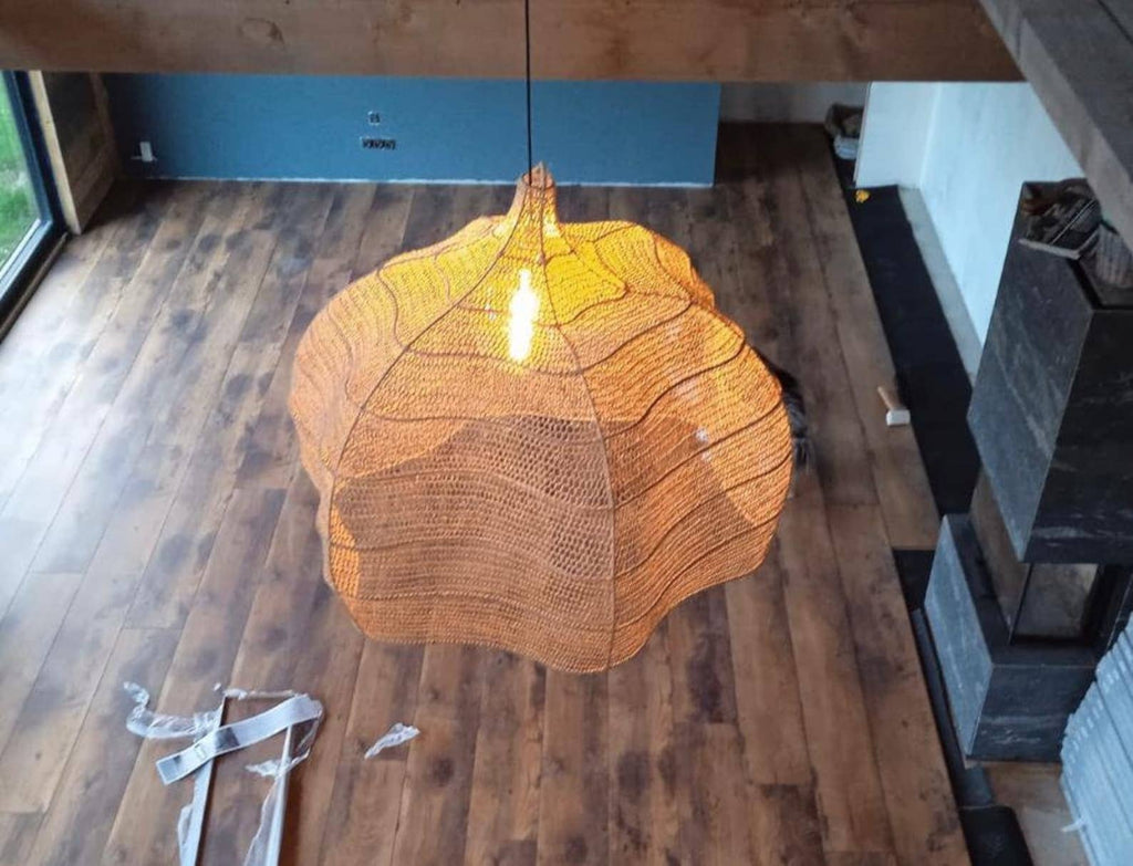 Golfkroonluchter in nieuwe stijl, natuurlijke rieten kroonluchter, : 100 cm