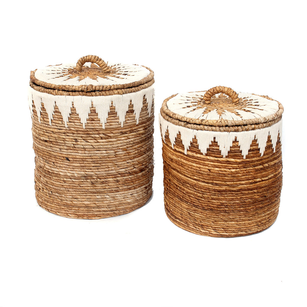 The Banana Stitched Laundry Baskets - Set of 2