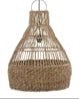 Woven basket hanging from a ceiling